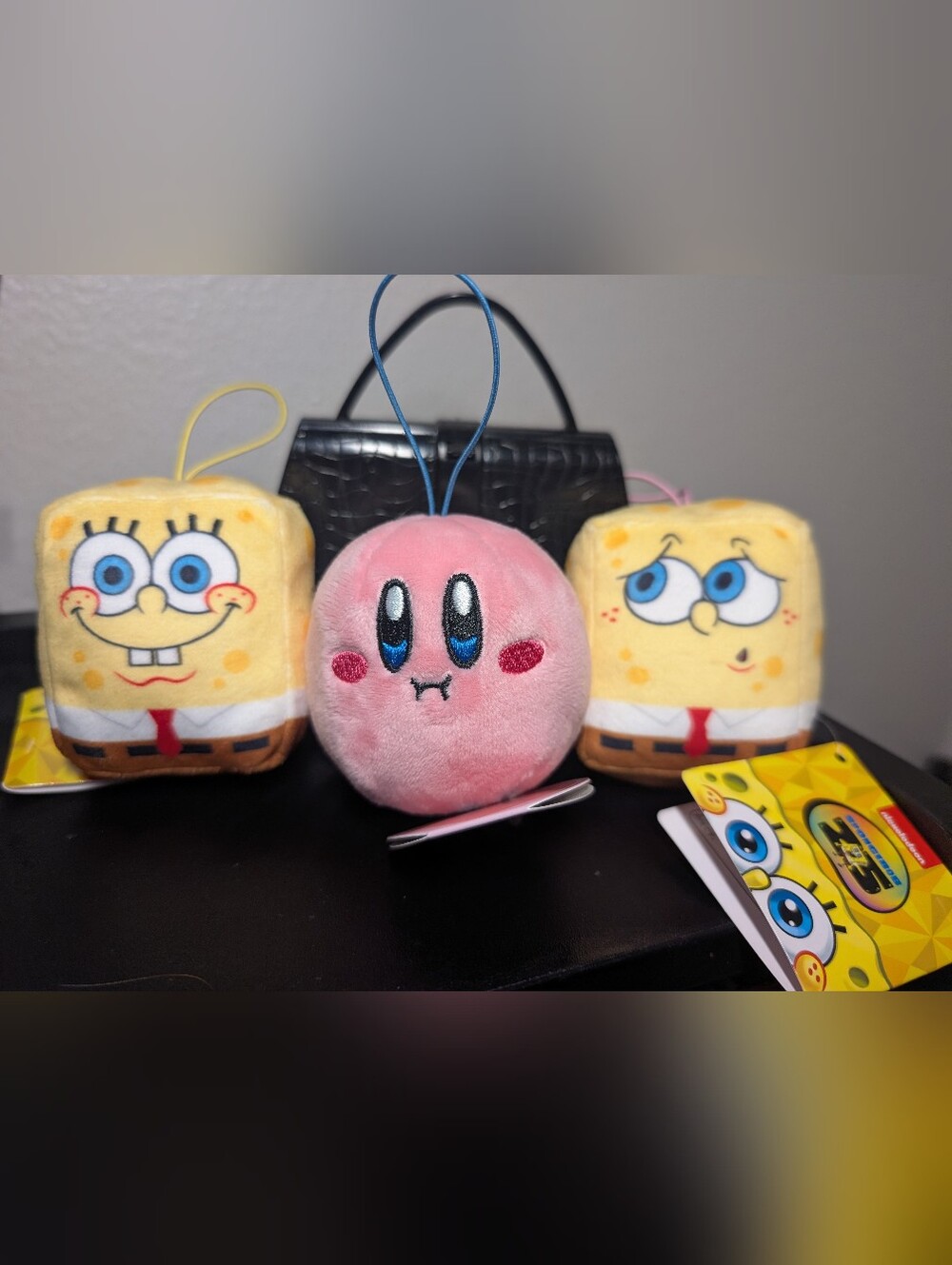 SpongeBob SquarePants Yellow & Pink Plush Keychain Set